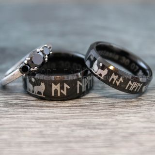 Vikings Rings, Vikings Runes Wedding Bands, Runes Wedding Rings, Couple Rings, Nordic Runes Ring, Vikings Wedding