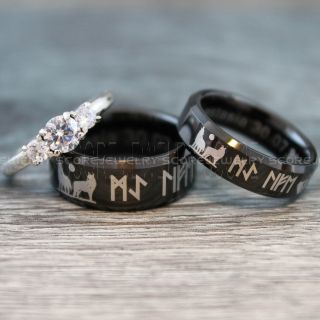 Vikings Rings, Vikings Runes Wedding Bands, Runes Wedding Rings, Couple Rings, Nordic Runes Ring, Vikings Wedding