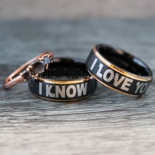 Aurebesh Rings, Aurebesh Wedding Bands, Aurebesh Wedding Rings, Couple Rings, I Love You I Know Rings