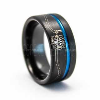Firefighter Brotherhood Ring, Fireman Ring, Fireman Jewelry, Black Tungsten Band, Black Tungsten Wedding Band, Firefighter Ring, Fire Department Tungsten Ring