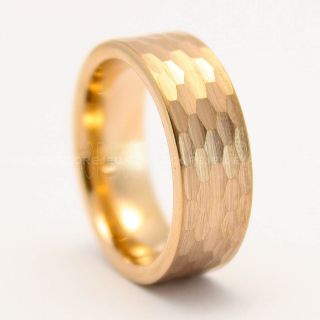 Hammered Tungsten Ring, 14K Rose Gold Tungsten Wedding Band, Hammered Wedding Band, Rose Gold Hammered Wedding Ring, Rose Gold Wedding Ring