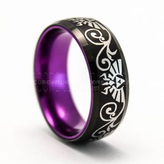 Legend of Zelda Ring, Zelda Wedding Ring, Zelda Wedding Band, Black Tungsten Ring, Black Wedding Band