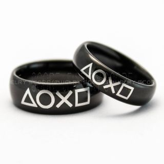 Player 1 Player 2 Rings, Gamer Rings, Black Tungsten Rings, Black Wedding Bands, Couple Ring Set Gamer Rings
