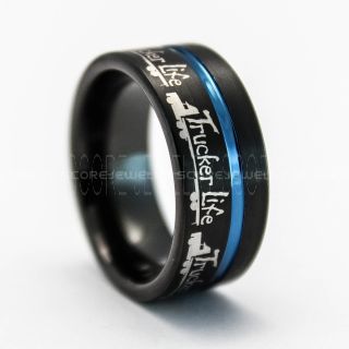 Truck Driver Ring, Trucker Ring, Black Tungsten Ring, Trucker Jewelry, Truck Driver Wedding Band, Black Tungsten Band, Black Wedding Ring