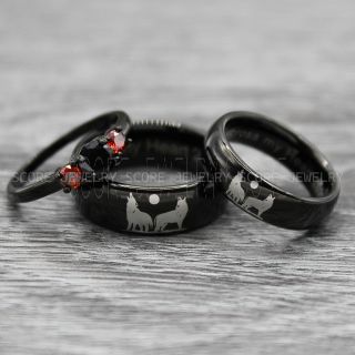 Howling Wolves Rings, Wolf Jewelry, Wolf Wedding Rings, Hunting Wedding Rings, Wolves Jewelry