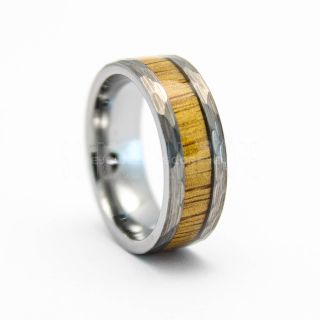 Hammered Tungsten Ring, Koa Wood Ring, Silver Tungsten Wedding Band, Hammered Wedding Band, Silver Hammered Wedding Ring