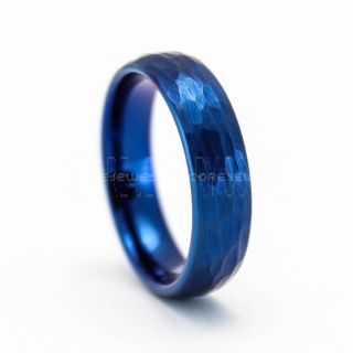 Hammered Tungsten Ring, Blue Tungsten Wedding Band, Hammered Wedding Band, Blue Hammered Wedding Ring, Blue Wedding Ring