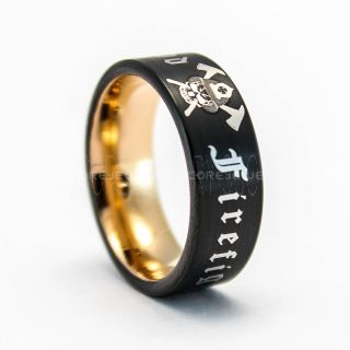 Firefighter Brotherhood Ring, Fireman Ring, Fireman Jewelry, Black Tungsten Band, Black Tungsten Wedding Band, Firefighter Ring, Fire Department Tungsten Ring