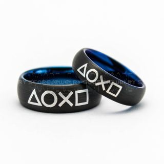 Player 1 Player 2 Rings, Gamer Rings, Black Tungsten Rings, Black Wedding Bands, Couple Ring Set Gamer Rings