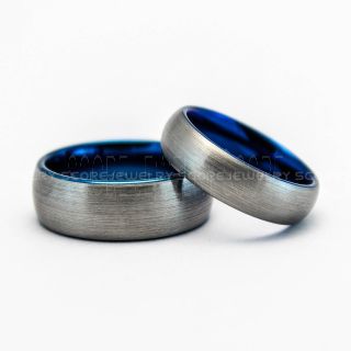 2 Piece Couple Set Classic Silver Tungsten Rings, Silver Wedding Bands, Silver Wedding Bands, Silver Wedding Ring, Tungsten Wedding Rings