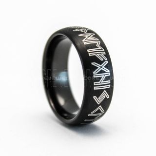 Norse Rune Ring, Norse Ring, Viking Ring, Elder Futhark Ring, Black Norse Rune Ring, Black Tungsten Ring, Black Wedding Ring, Tungsten Wedding Band