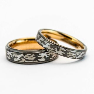 2 Piece Couple Set Army Rings, Camo Rings, Camouflage Rings, Military Rings, Gunmetal Rings, Gunmetal Wedding Bands, Gunmetal Wedding Rings, Military Wedding Bands, Army Wedding Rings