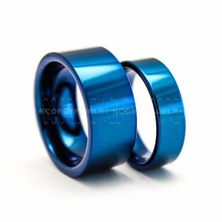 2 Piece Couple Set Blue Tungsten Rings, Blue Wedding Rings, Blue Wedding Bands, Blue Tungsten Bands, Blue Rings, Couple Ring Set, Couple Wedding Ring Set