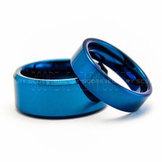2 Piece Couple Set Blue Tungsten Rings, Blue Wedding Rings, Blue Wedding Bands, Blue Tungsten Bands, Blue Rings, Couple Ring Set, Couple Wedding Ring Set