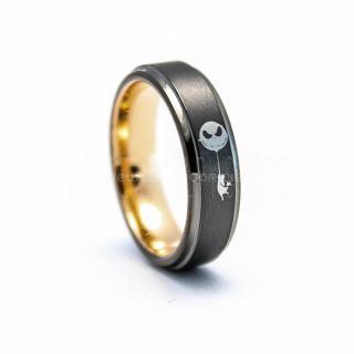 Jack and Sally Ring, Jack and Sally Wedding Ring, Jack and Sally Jewelry, Gunmetal Ring, Gunmetal Wedding Band, Gunmetal Wedding Ring, Jack and Sally
