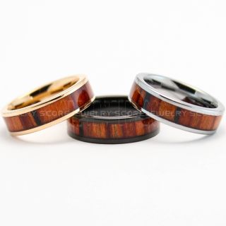 Koa Wood Ring, Koa Wood Wedding Band, 6mm Tungsten Band Koa Wood Inlay, Wedding Ring, Wedding Band, Wood Ring