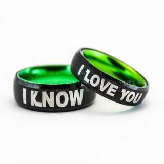 I Love You I Know Rings, Star Wars Rings, Green Tungsten Rings, Black Wedding Bands, Couple Ring Set Gamer Rings
