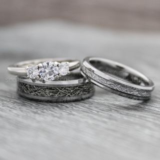 Meteorite Rings, Couple Rings, Silver Wedding Bands, Meteorite Wedding Bands, Matching Rings, Couple Jewelry