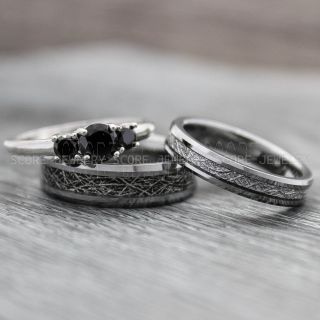 Meteorite Rings, Couple Rings, Silver Wedding Bands, Meteorite Wedding Bands, Matching Rings, Couple Jewelry
