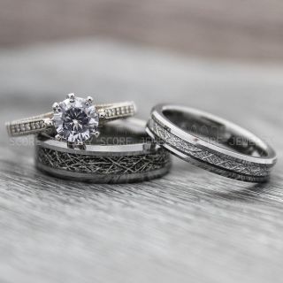 Meteorite Rings, Couple Rings, Silver Wedding Bands, Meteorite Wedding Bands, Matching Rings, Couple Jewelry