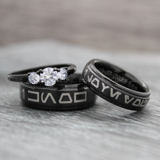 Aurebesh Rings, Aurebesh Wedding Bands, Aurebesh Wedding Rings, Couple Rings, I Love You I Know Rings