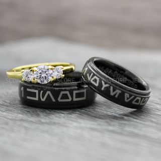 Aurebesh Rings, Aurebesh Wedding Bands, Aurebesh Wedding Rings, Couple Rings, I Love You I Know Rings