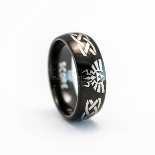Legend of Zelda Ring, Zelda Wedding Ring, Zelda Wedding Band, Black Tungsten Ring, Celtic Knot Ring, Black Wedding Band