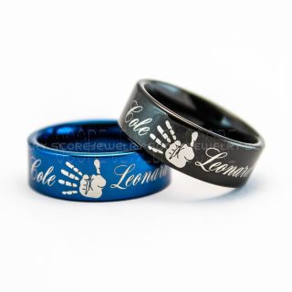 Personalized Mother Ring, Mothers Ring, Personalized Mother & Child Ring, 8mm Black Tungsten Baby Name Ring, Black Tungsten Band, Baby Ring, Mothers Ring, Tungsten Ring