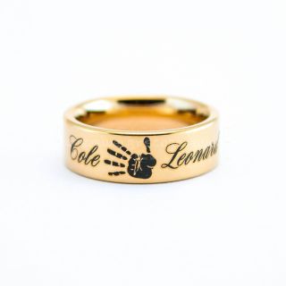 Personalized Mother Ring, Mothers Ring, Personalized Mother & Child Ring, 8mm 14K Rose Gold Tungsten Baby Name Ring, Rose Gold Tungsten Band, Baby Ring, Mothers Ring, Tungsten Ring