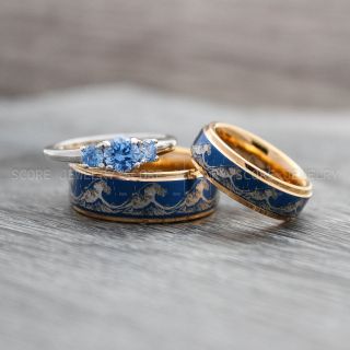 Ocean Wave Ring, Wave Ring, Beach Ring, Beach Jewelry, Ocean Wave Wedding Rings, Rose Gold Wedding Rings, Couple Rings, Rose Gold Wedding Bands, Couple Wedding Ring, Matching Couple Rings