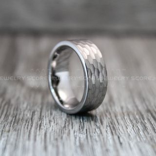 Hammered Tungsten Ring, Silver Tungsten Wedding Band, Hammered Wedding Band, Silver Hammered Wedding Ring, Silver Wedding Ring, Silver Tungsten Ring