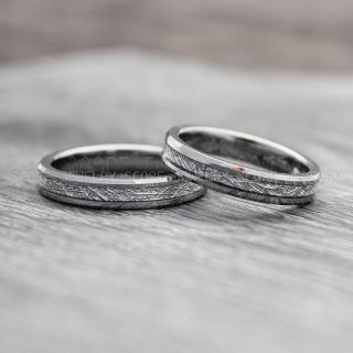 Meteorite Rings, Couple Rings, Silver Wedding Bands, Meteorite Wedding Bands, Matching Rings, Couple Jewelry