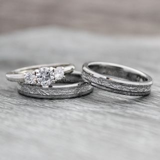Meteorite Rings, Couple Rings, Silver Wedding Bands, Meteorite Wedding Bands, Matching Rings, Couple Jewelry