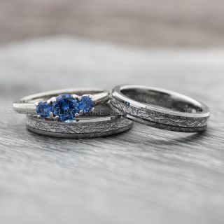 Meteorite Rings, Couple Rings, Silver Wedding Bands, Meteorite Wedding Bands, Matching Rings, Couple Jewelry