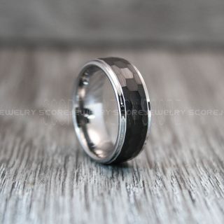 Hammered Tungsten Ring, Black Tungsten Wedding Band, Hammered Wedding Band, Black Hammered Wedding Ring, Black Wedding Ring