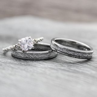 Meteorite Rings, Couple Rings, Silver Wedding Bands, Meteorite Wedding Bands, Matching Rings, Couple Jewelry