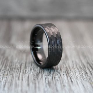 Hammered Tungsten Ring, Black Tungsten Wedding Band, Hammered Wedding Band, Black Hammered Wedding Ring, Black Wedding Ring