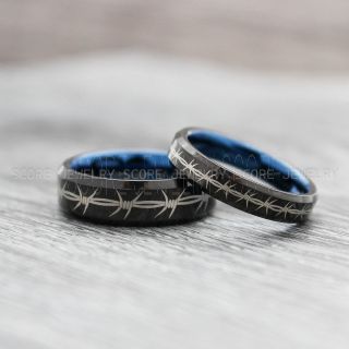 Barbed Wire Rings, Couple Rings, Barbed Wire Wedding Bands, Black Wedding Rings, Couple Wedding Bands