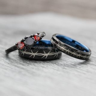 Barbed Wire Rings, Couple Rings, Barbed Wire Wedding Bands, Black Wedding Rings, Couple Wedding Bands