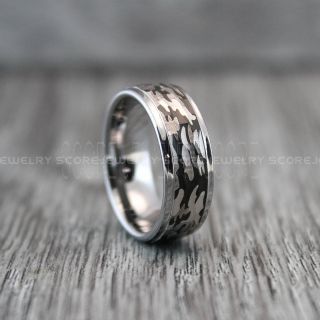 Camo Tungsten Ring, Camouflage Wedding Band, Camo Ring, Camouflage Ring, Hammered Tungsten Ring, Black Tungsten Band, Military Ring