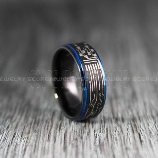 Circuit Ring, Circuit Board Ring, Black Tungsten Ring, Black Ring, Black Tungsten Wedding Band, Geek Ring, Geek Jewelry, Black Wedding Ring