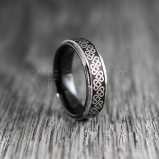 Claddagh Ring, Claddagh Hearts Wedding Band, Celtic Ring, Trinity Knot Wedding Ring, Trinity Knot Wedding Band, Black Claddagh Wedding Band, Black Claddagh Tungsten Ring