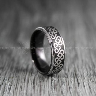 Claddagh Ring, Claddagh Hearts Wedding Band, Celtic Ring, Trinity Knot Wedding Ring, Trinity Knot Wedding Band, Black Claddagh Wedding Band, Black Claddagh Tungsten Ring