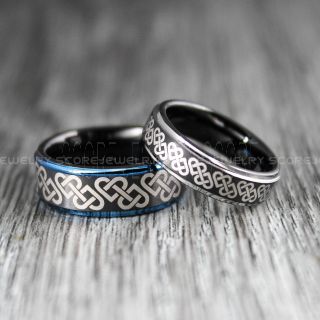 Claddagh Rings, 2 Piece Couple Set Tungsten Ring, Claddagh Hearts Wedding Bands, Celtic Rings, Trinity Knot Wedding Rings, Trinity Knot Wedding Bands, Black Claddagh Wedding Bands, Black Claddagh Tungsten Rings