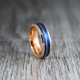 Elvish Ring, Tengwar Ring, Customize Your Own Text in Elvish, Elvish Rose Gold Wedding Band, Rose Gold Elvish Wedding Ring, Rose Gold Tungsten Band