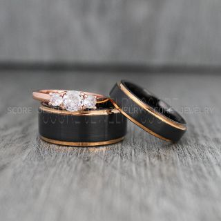 Black Wedding Rings, Couple Rings, Black Wedding Bands, Couple Wedding Ring, Matching Couple Rings