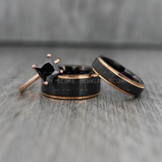 Black Wedding Rings, Couple Rings, Black Wedding Bands, Couple Wedding Ring, Matching Couple Rings