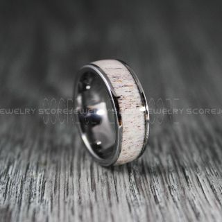 Deer Antler Ring, Deer Antler Wedding Band, Antler Ring, Antler Wedding Ring, Deer Antler Wedding Ring, Silver Tungsten Band, Genuine Deer Antler Inlay Ring
