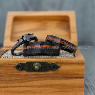 Wood Rings, Wood Wedding Rings, Wood Wedding Bands, Black Tungsten Rings, Wood Jewelry