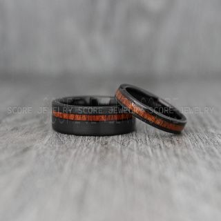 Wood Rings, Wood Wedding Rings, Wood Wedding Bands, Black Tungsten Rings, Wood Jewelry